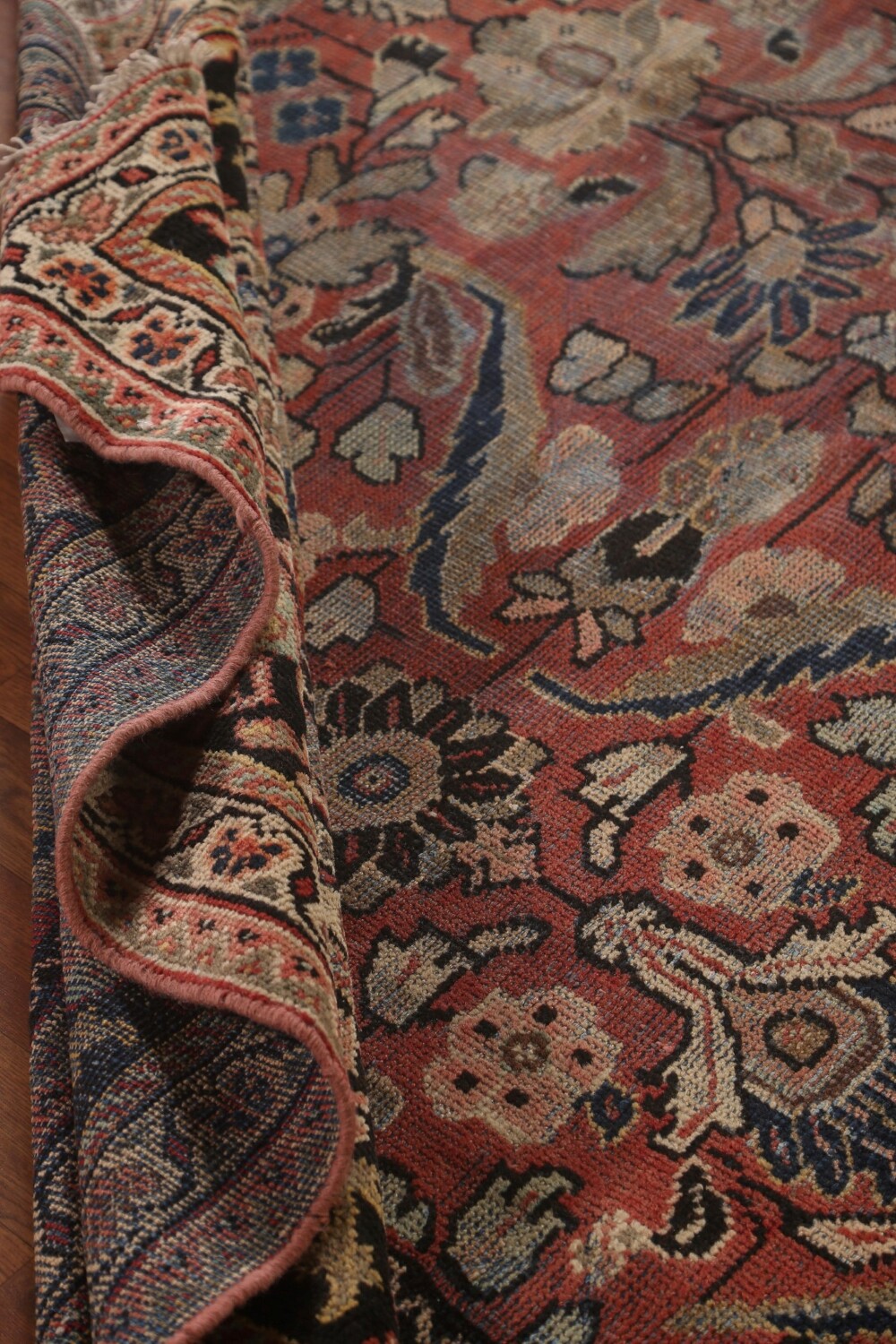 Pre-1900 Antique Floral Mahal Persian Area Rug 9x13