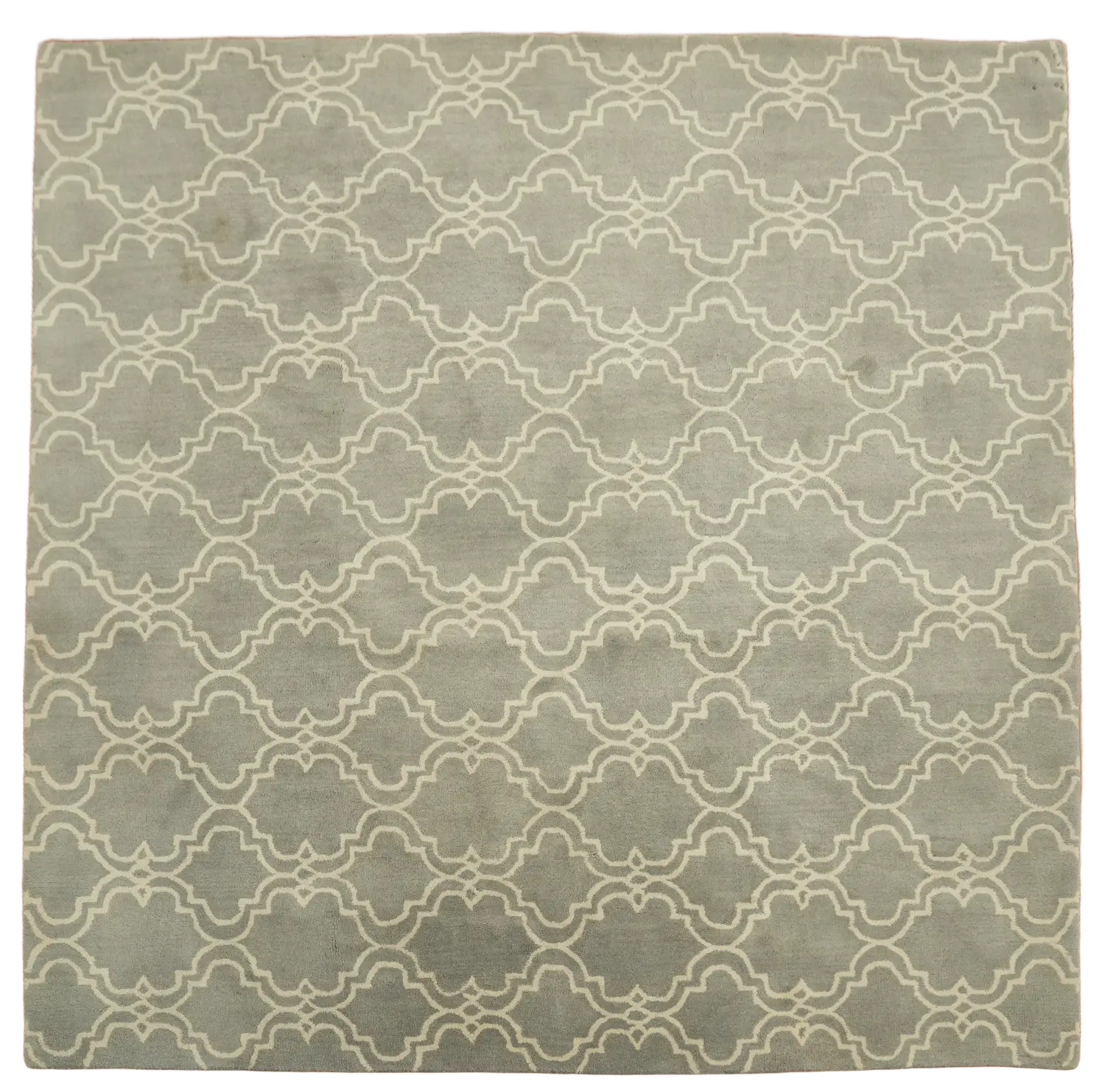 Chic and Contemporary Gray Geometric Trellis Square Rug 8'x8'
