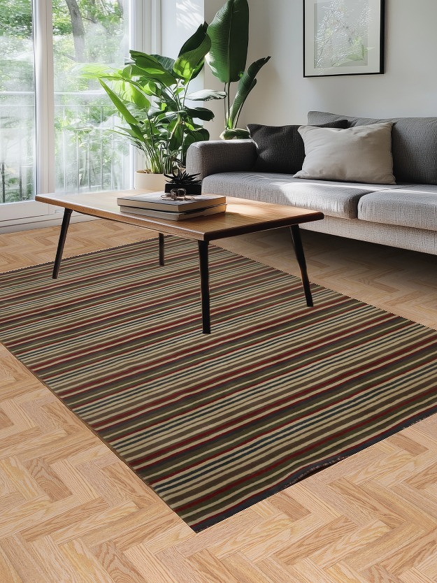 Striped Gabbeh Oriental Area Rug 5x8