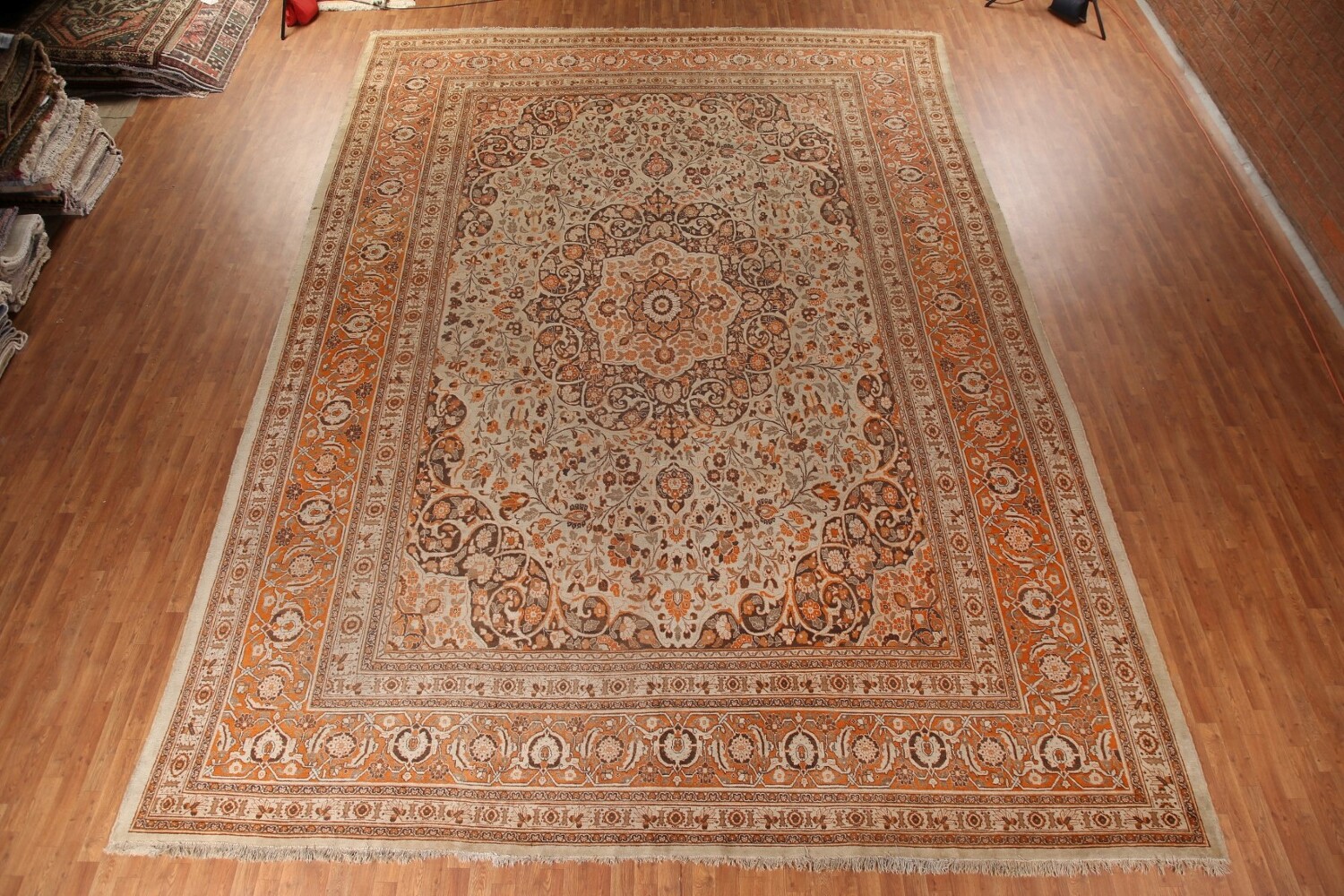 Pre-1900 Vegetable Dye Tabriz Haj Jalili Persian Rug 13x19