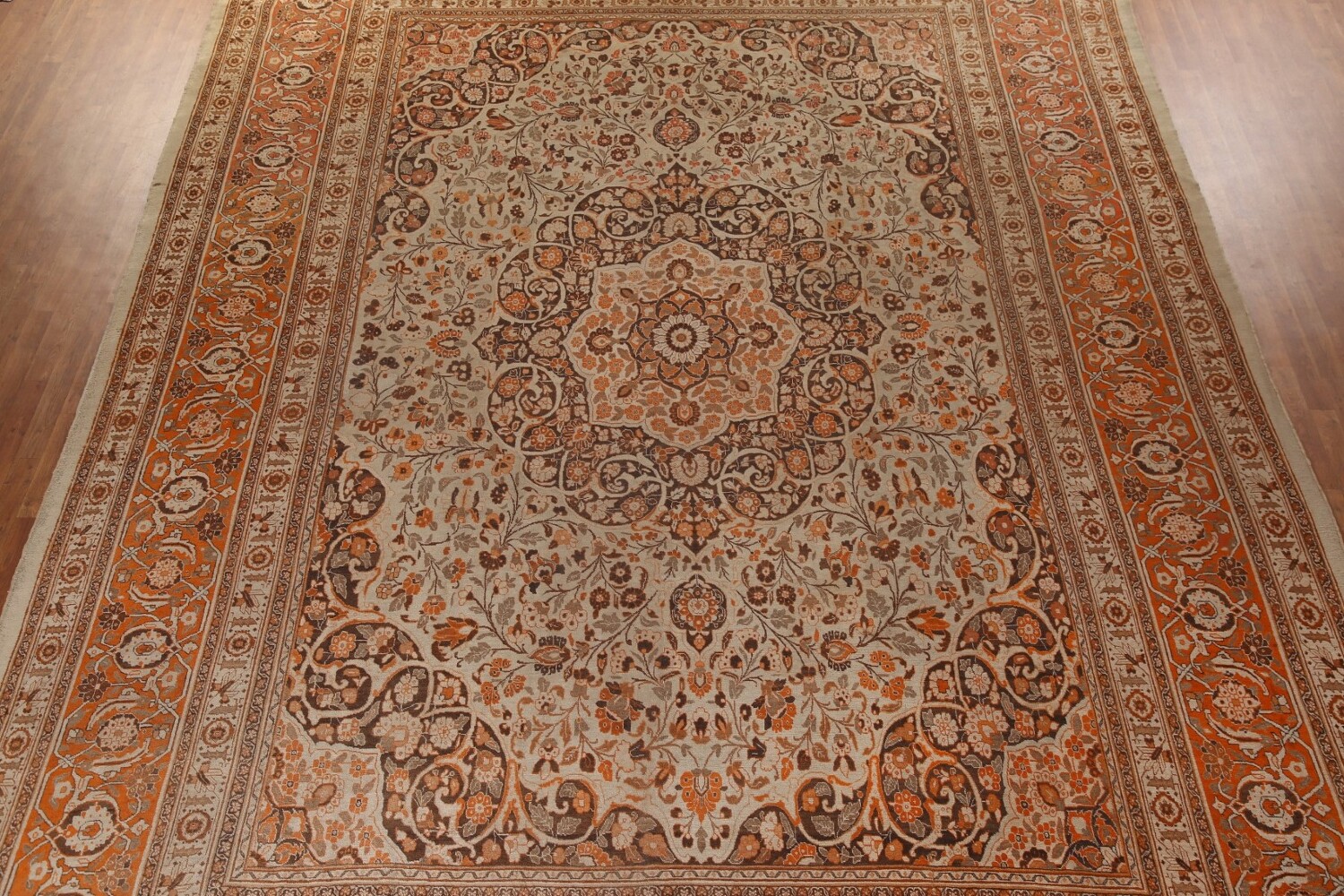 Pre-1900 Vegetable Dye Tabriz Haj Jalili Persian Rug 13x19