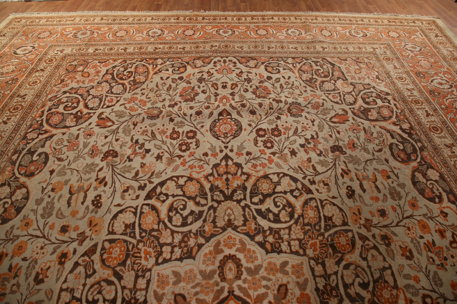 Pre-1900 Vegetable Dye Tabriz Haj Jalili Persian Rug 13x19