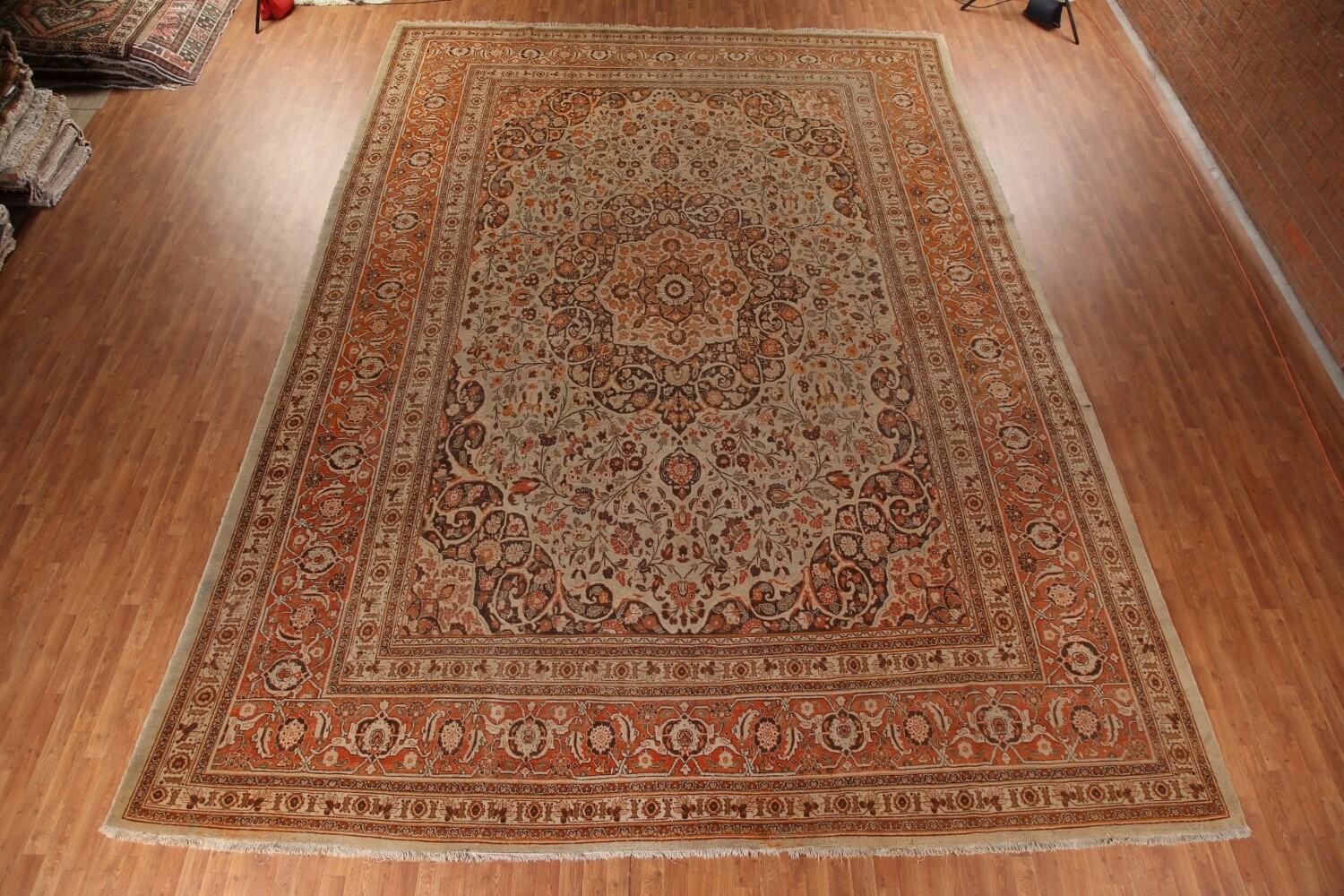 Pre-1900 Vegetable Dye Tabriz Haj Jalili Persian Rug 13x19