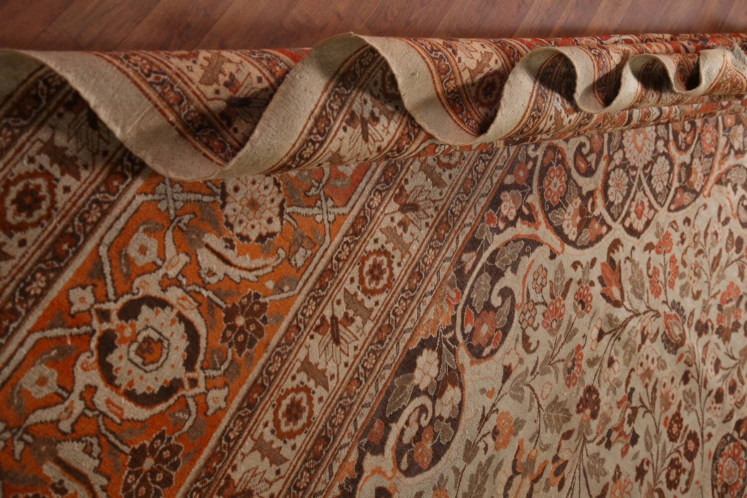 Pre-1900 Vegetable Dye Tabriz Haj Jalili Persian Rug 13x19