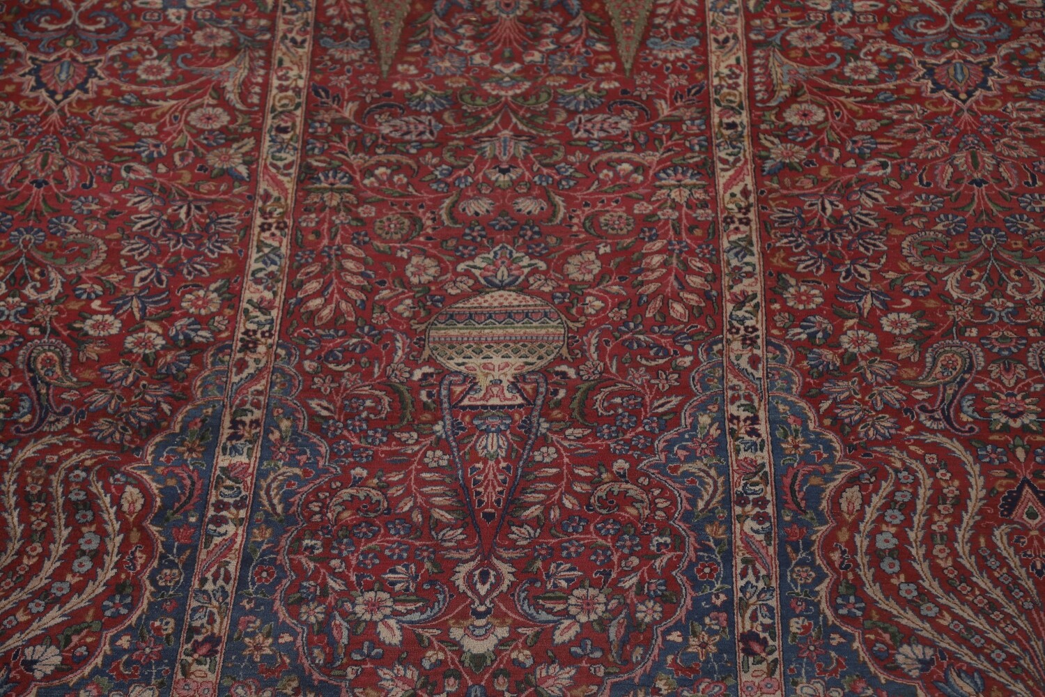 Pre-1900 Kerman Lavar Vegetable Dye Persian Large Rug 12x18
