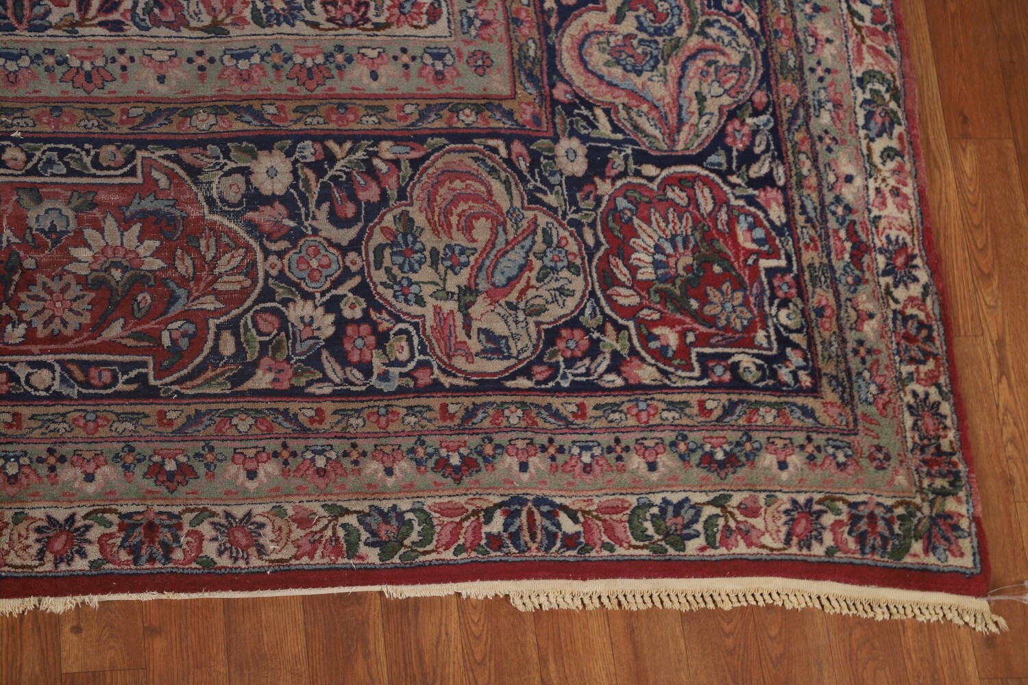 Pre-1900 Kerman Lavar Vegetable Dye Persian Large Rug 12x18