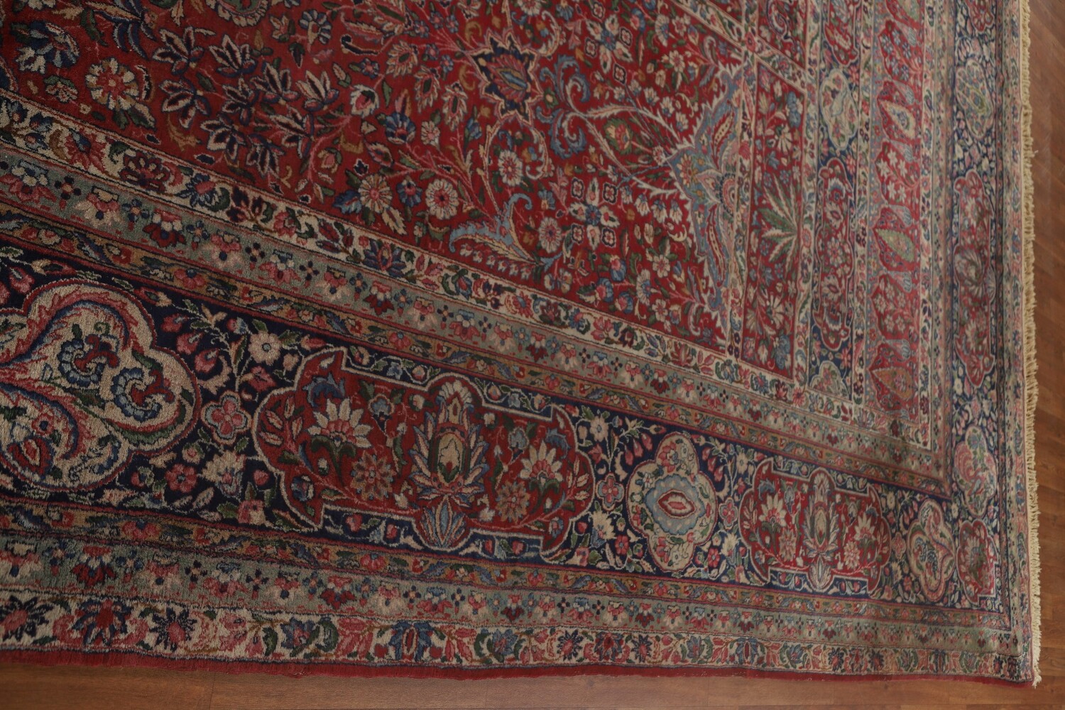 Pre-1900 Kerman Lavar Vegetable Dye Persian Large Rug 12x18