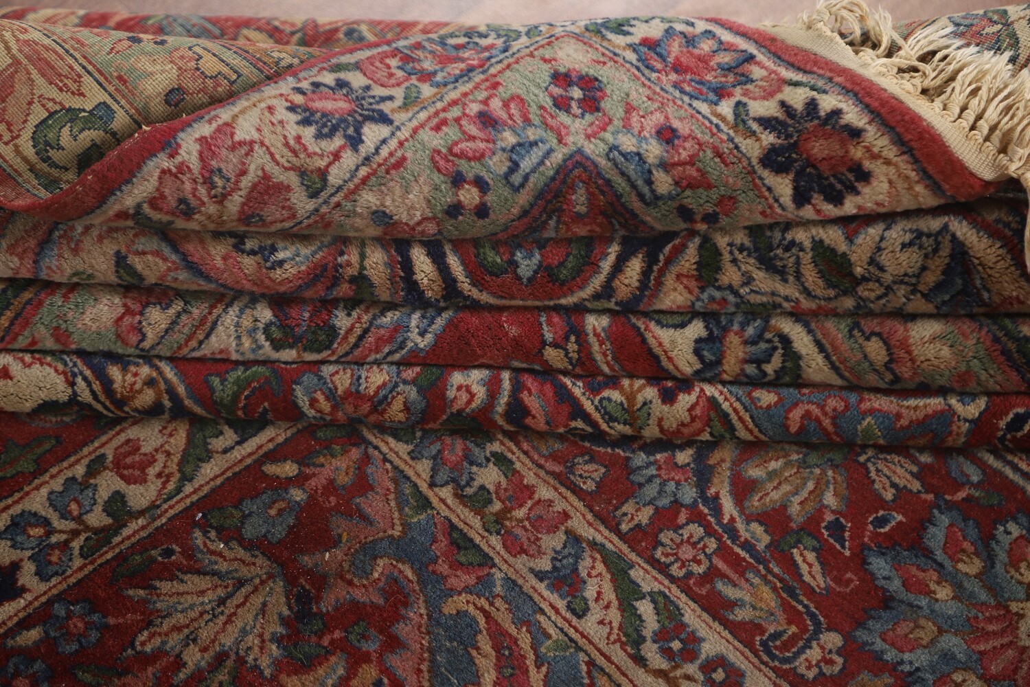 Pre-1900 Kerman Lavar Vegetable Dye Persian Large Rug 12x18