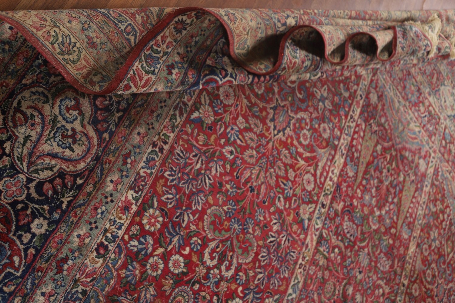 Pre-1900 Kerman Lavar Vegetable Dye Persian Large Rug 12x18