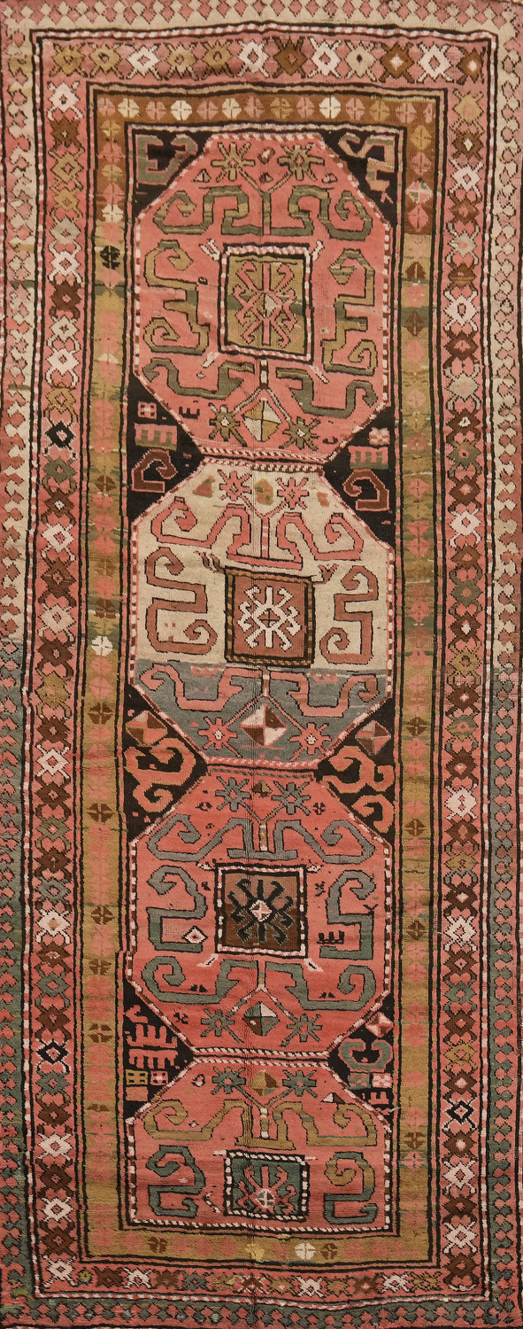 Vegetable Dye Kazak Oriental Runner Rug 4x11