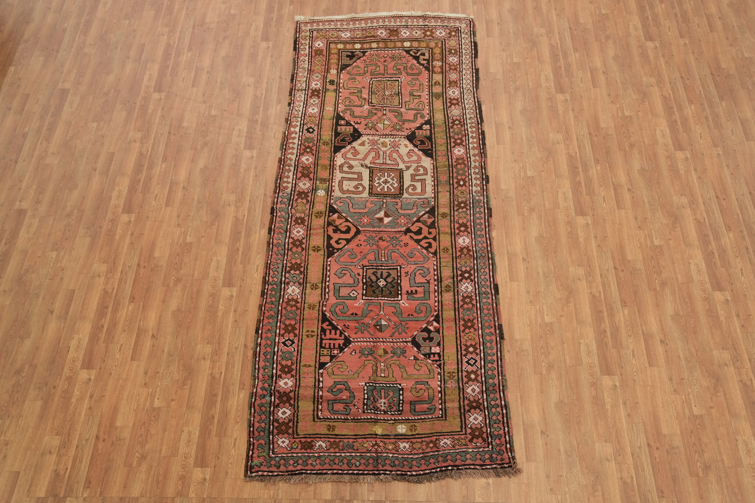 Vegetable Dye Kazak Oriental Runner Rug 4x11