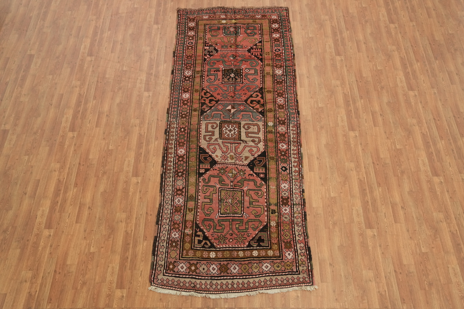 Vegetable Dye Kazak Oriental Runner Rug 4x11