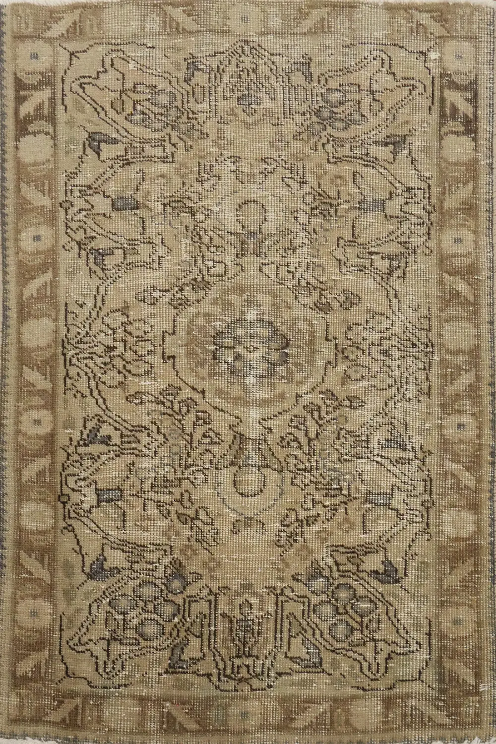 Distressed Vintage Rug with Timeless Patterns and Earthy Tones 3x4