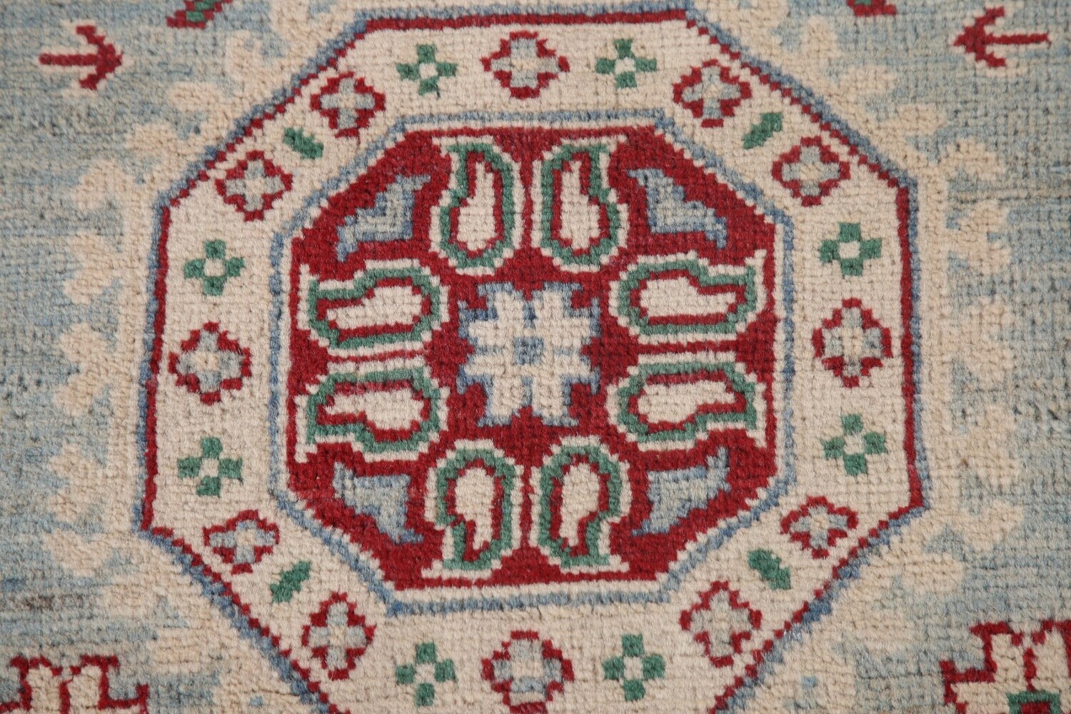 Light Blue Kazak Oriental Runner Rug 3x13