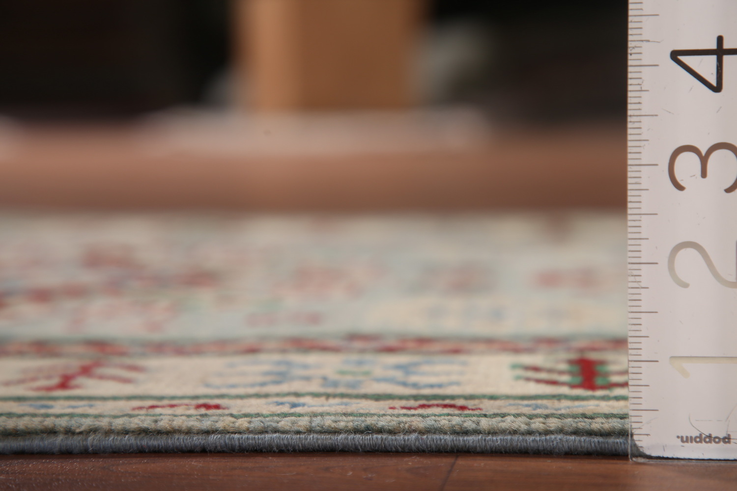 Light Blue Kazak Oriental Runner Rug 3x13
