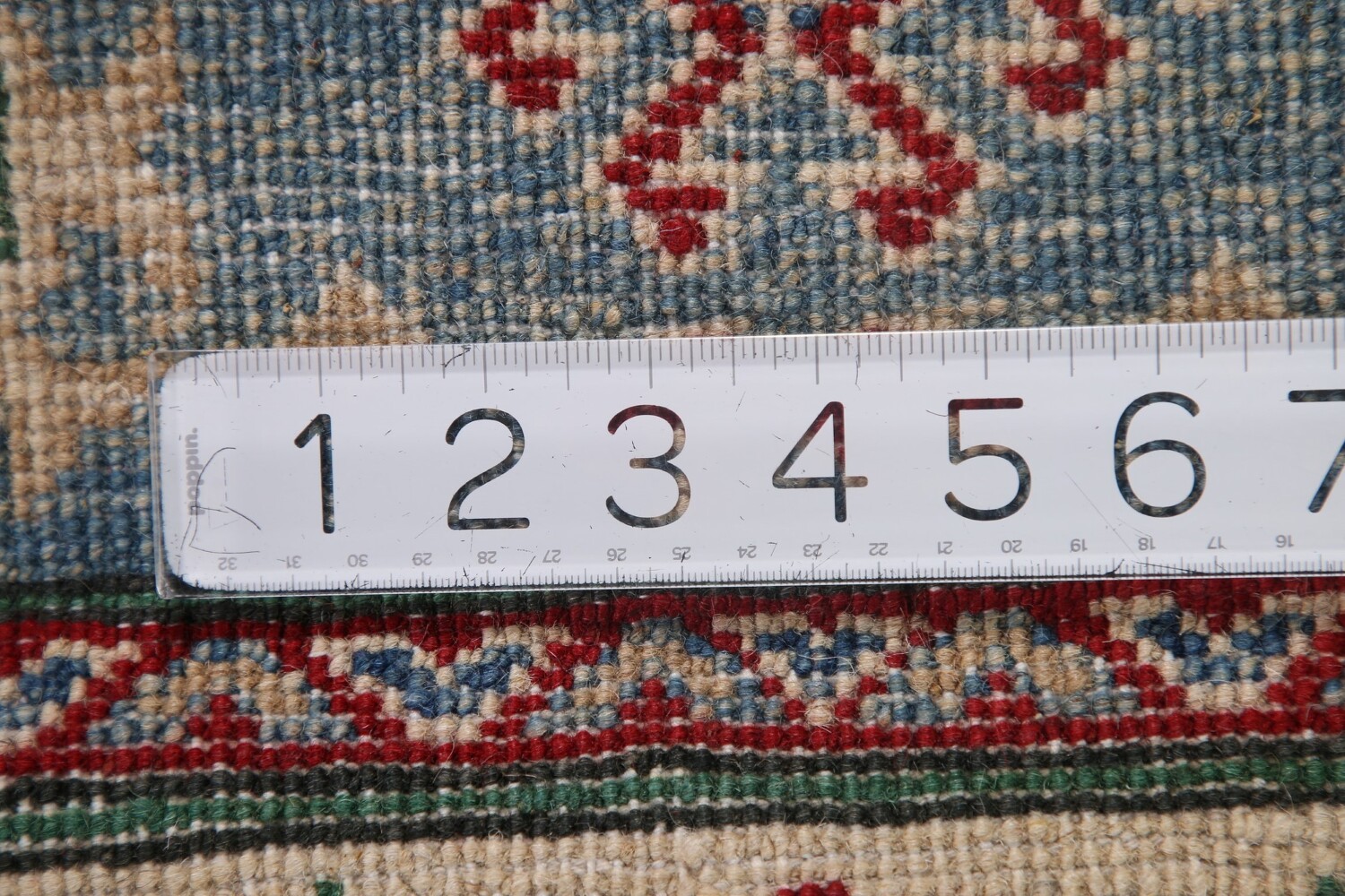 Light Blue Kazak Oriental Runner Rug 3x13