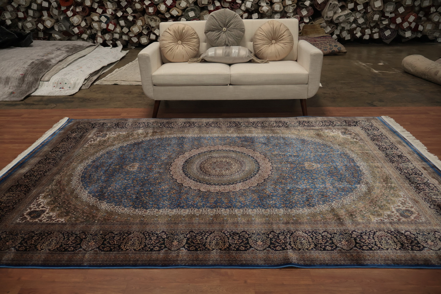 Traditional Blue Tabriz Oriental Area Rug 7x10