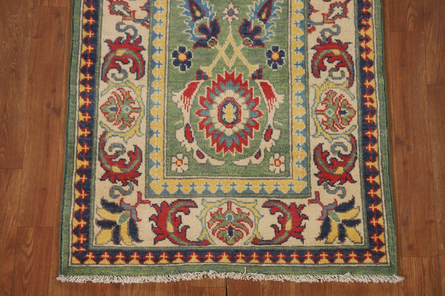 Green Floral Kazak Oriental Runner Rug 3x10