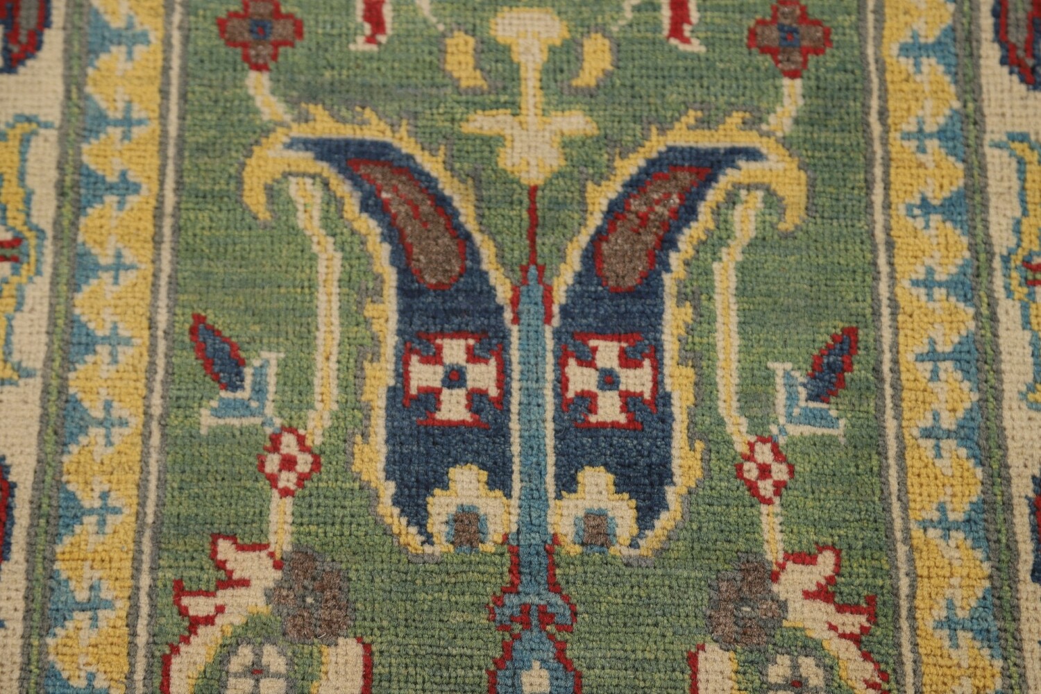 Green Floral Kazak Oriental Runner Rug 3x10
