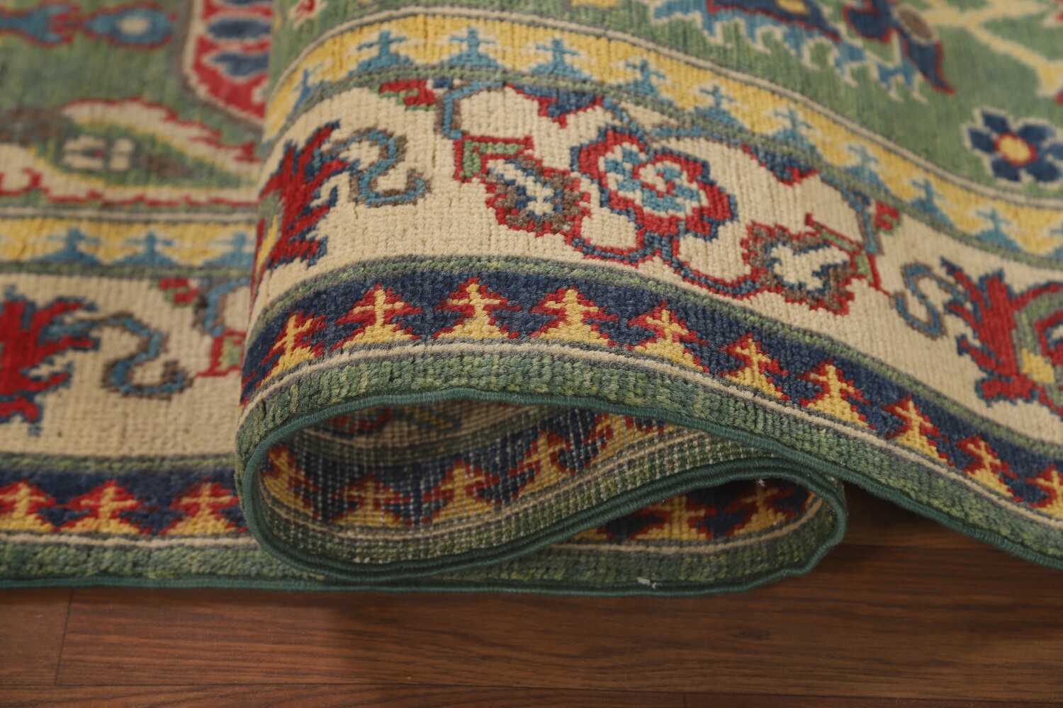 Green Floral Kazak Oriental Runner Rug 3x10