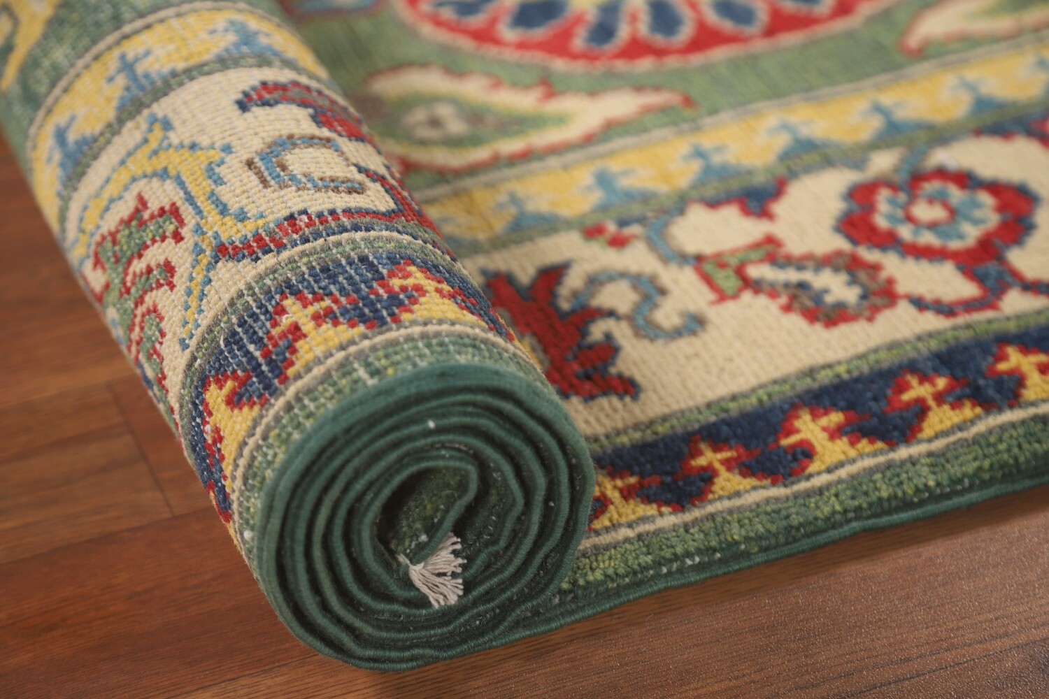 Green Floral Kazak Oriental Runner Rug 3x10