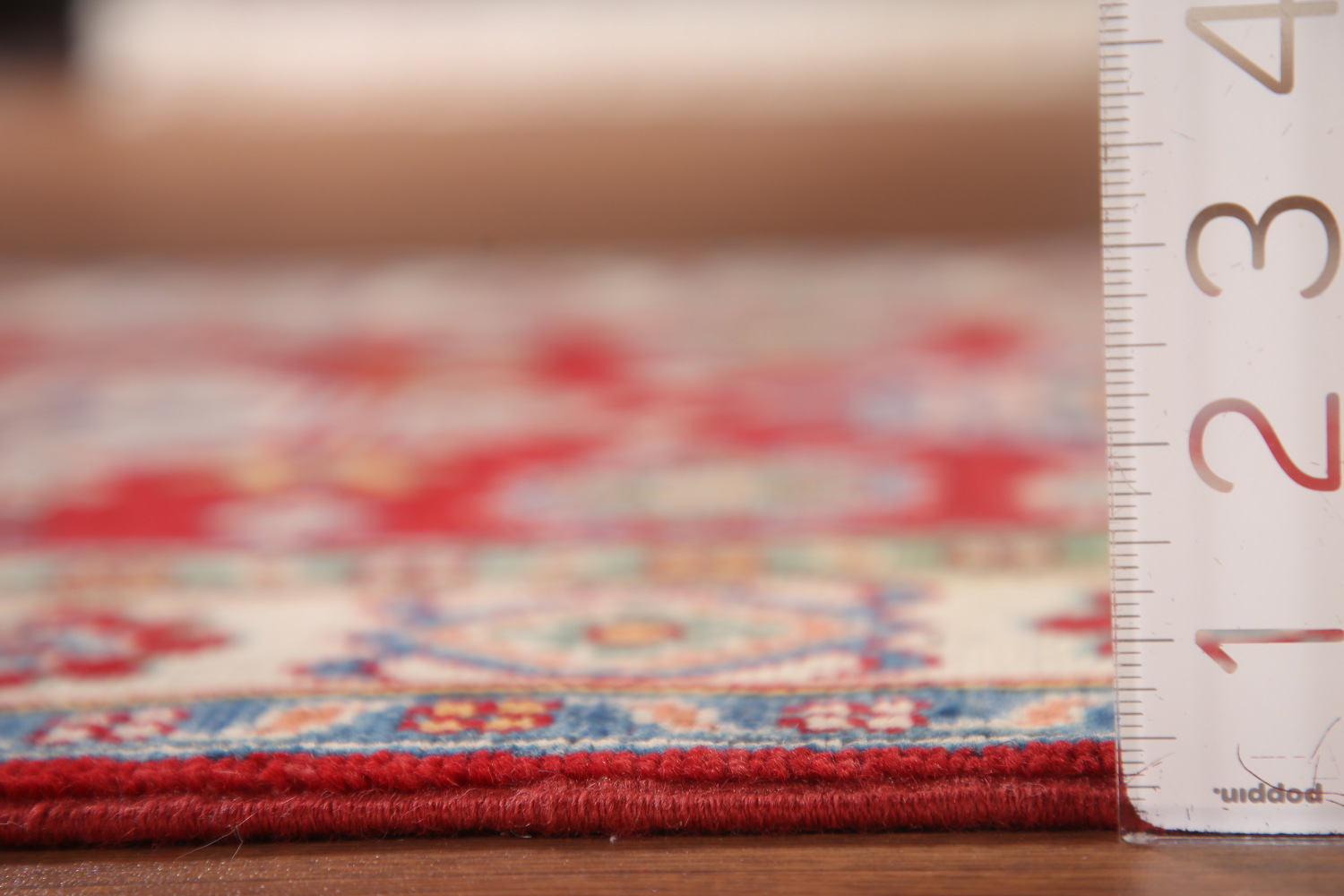 Geometric Red Kazak Oriental Runner Rug 3x8