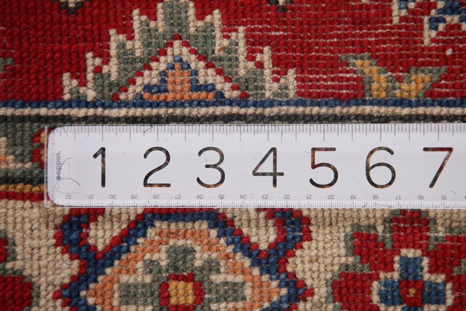 Geometric Red Kazak Oriental Runner Rug 3x8