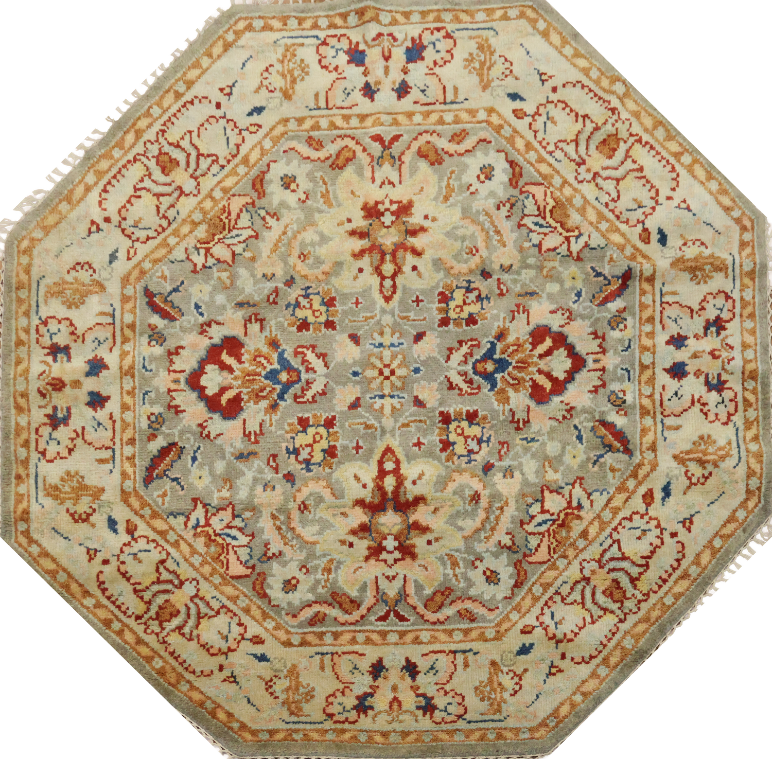 Floral Heriz Serapi Octagon Oriental Rug 6x6