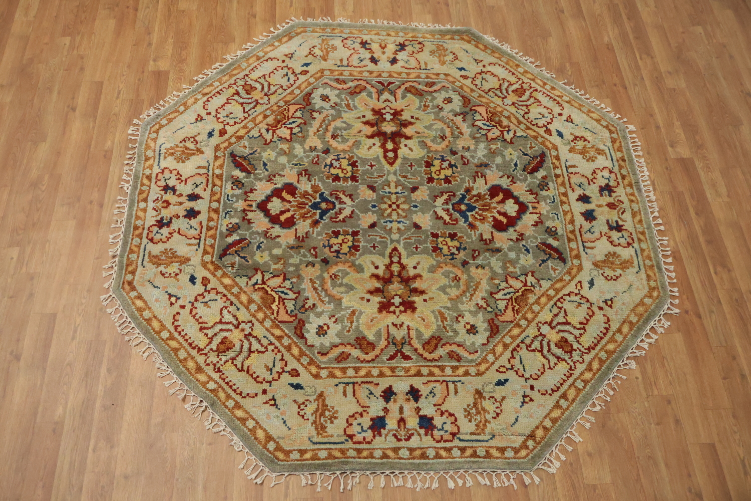 Floral Heriz Serapi Octagon Oriental Rug 6x6