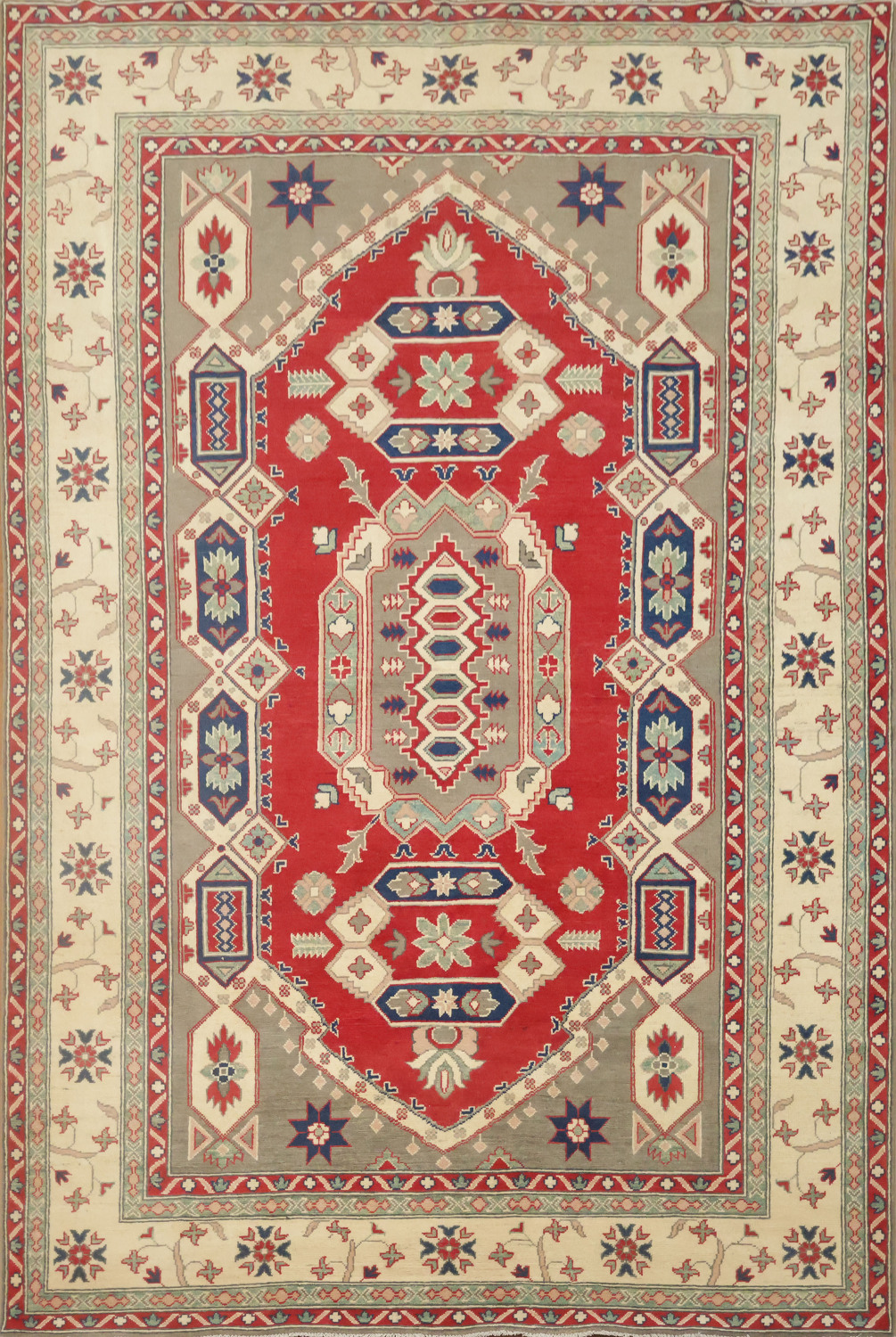 Handmade Red Kazak Oriental Area Rug 7x10