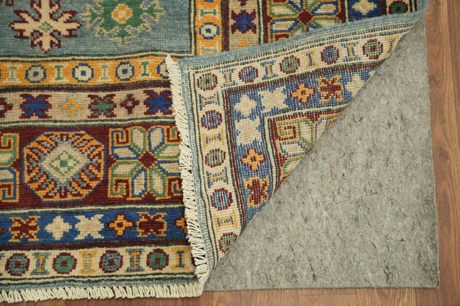 Handmade Light Blue Kazak Oriental Rug 5x7