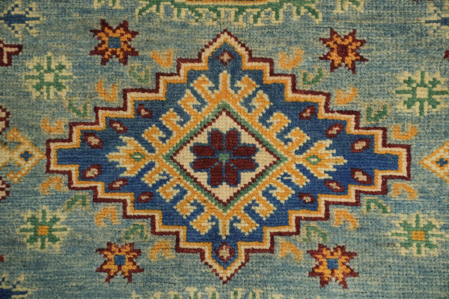 Handmade Light Blue Kazak Oriental Rug 5x7