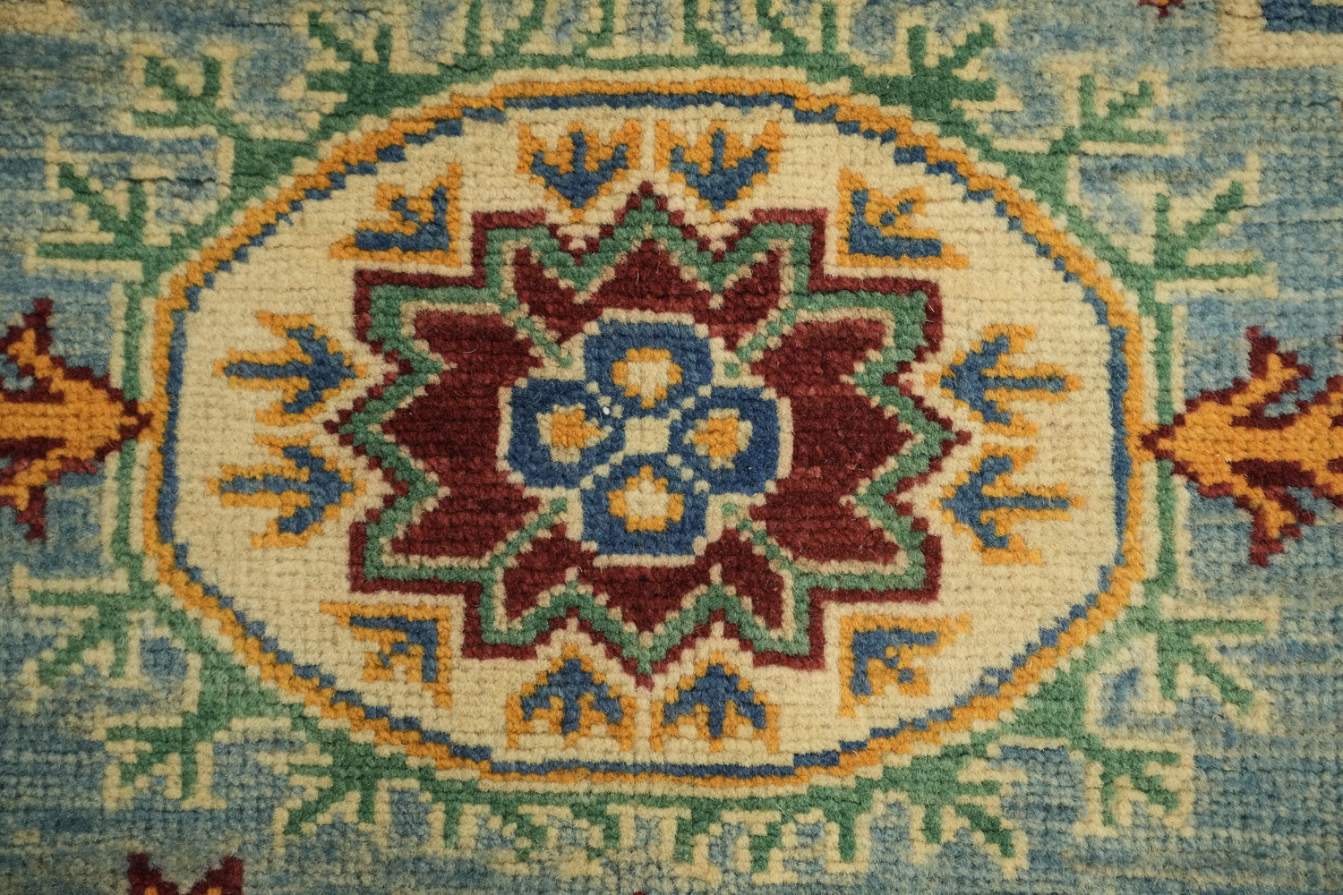 Handmade Light Blue Kazak Oriental Rug 5x7
