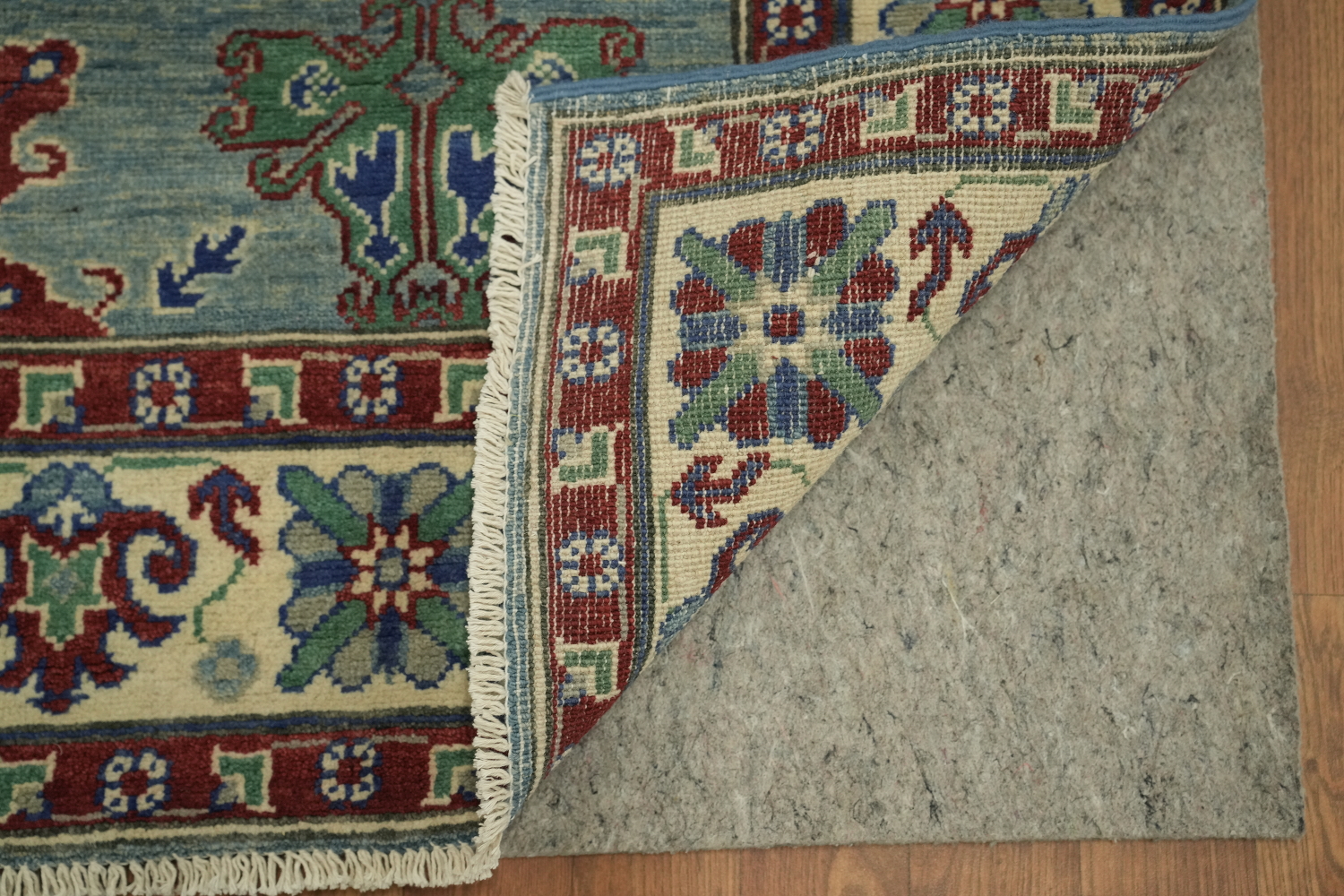 Blue Geometric Kazak Oriental Rug 5x7