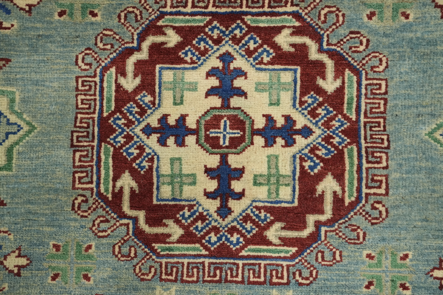 Blue Geometric Kazak Oriental Rug 5x7