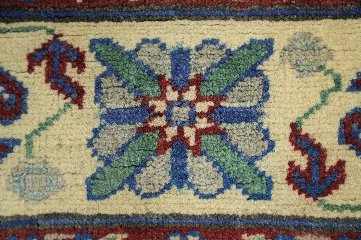Blue Geometric Kazak Oriental Rug 5x7