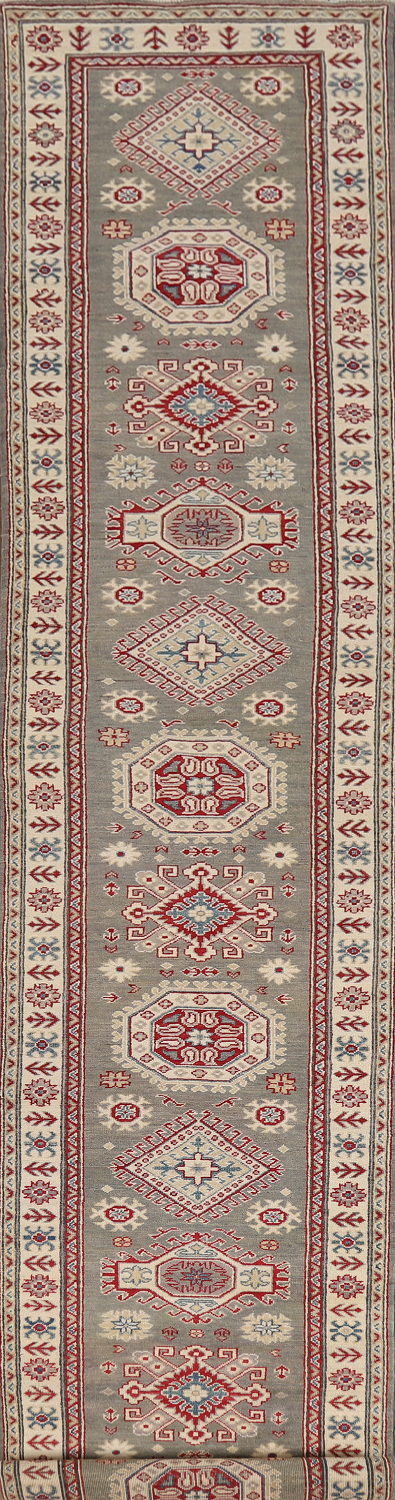 Geometric Kazak Oriental Runner Rug 3x16