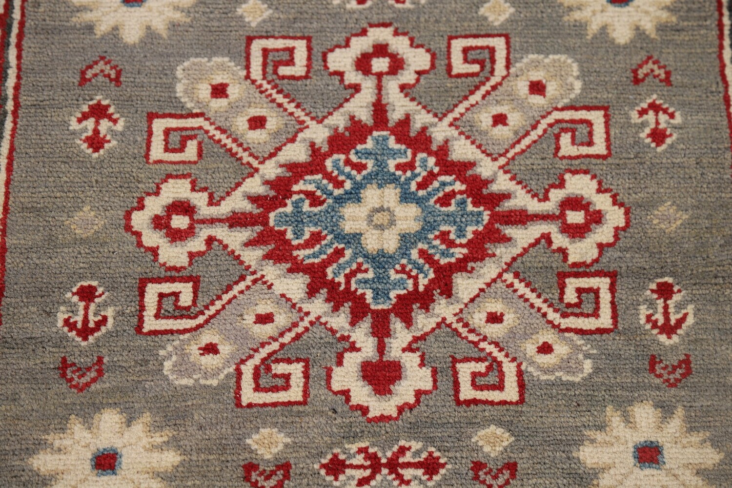 Geometric Kazak Oriental Runner Rug 3x16