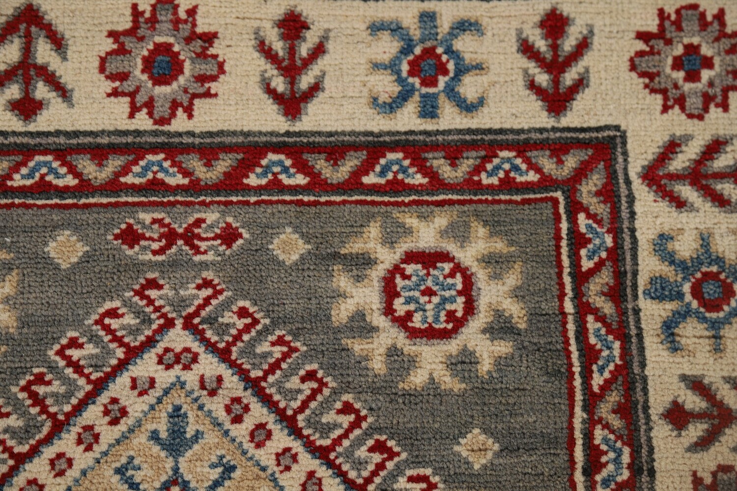 Geometric Kazak Oriental Runner Rug 3x16