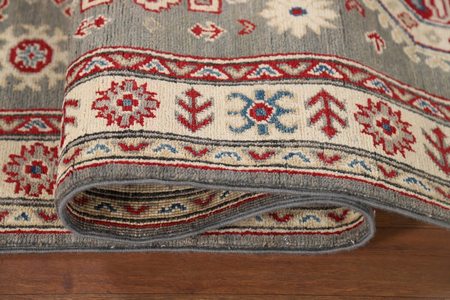 Geometric Kazak Oriental Runner Rug 3x16