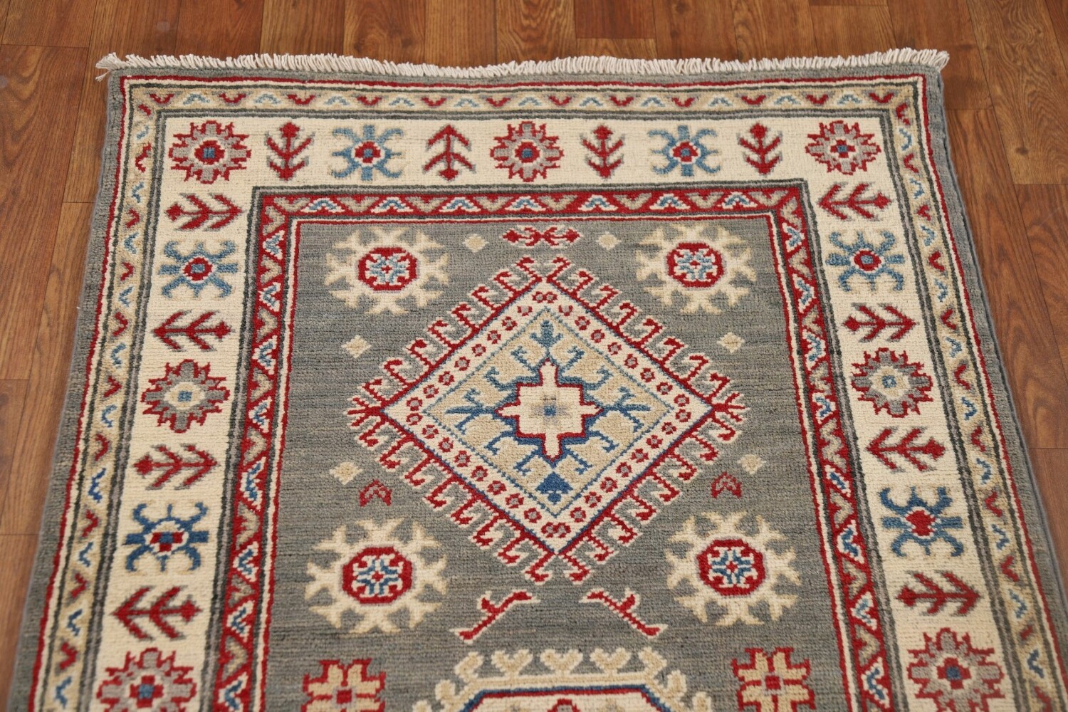 Geometric Kazak Oriental Runner Rug 3x16
