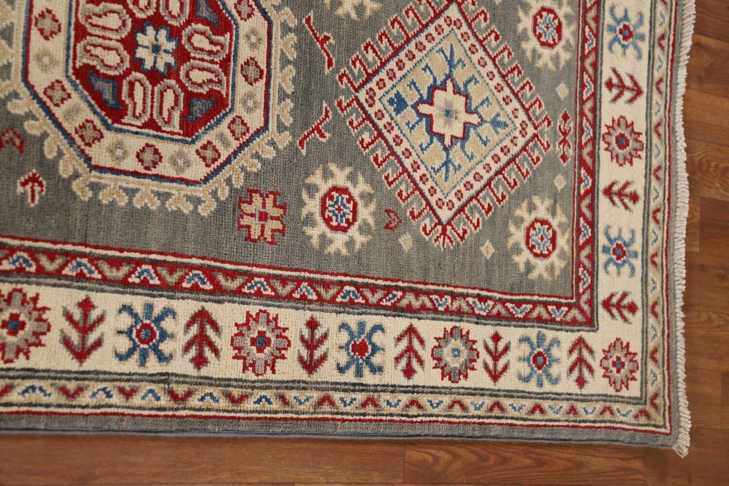 Geometric Kazak Oriental Runner Rug 3x16