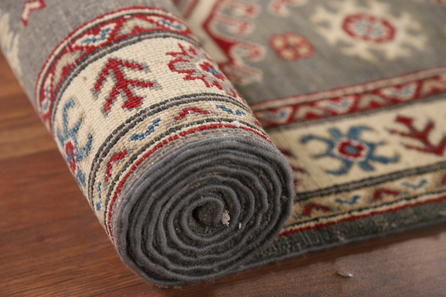 Geometric Kazak Oriental Runner Rug 3x16