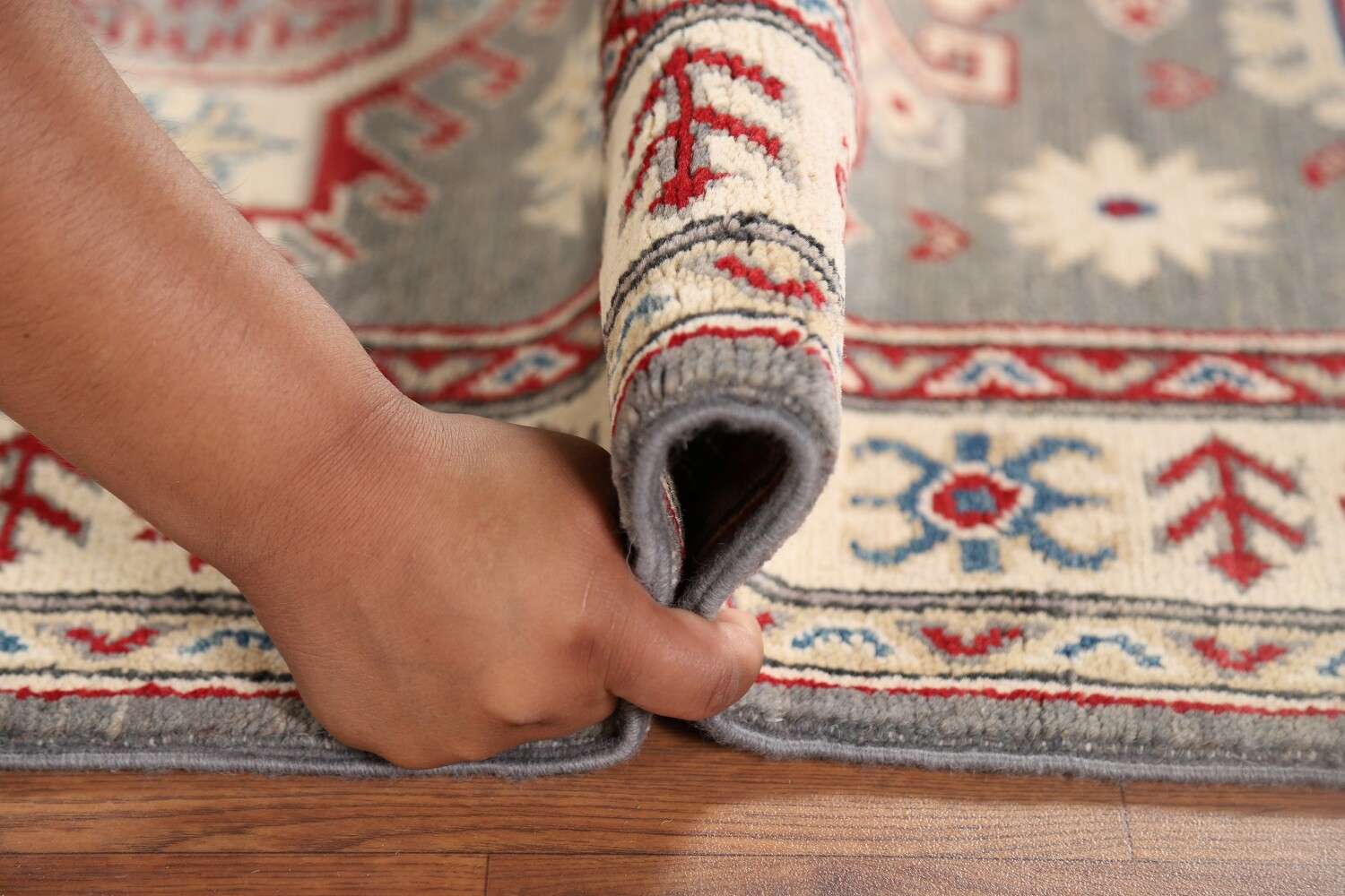 Geometric Kazak Oriental Runner Rug 3x16
