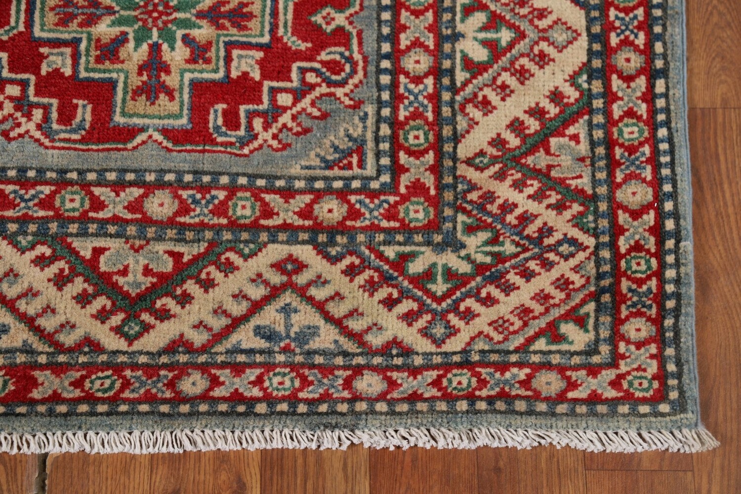 Light Blue Kazak Oriental Runner Rug 3x12