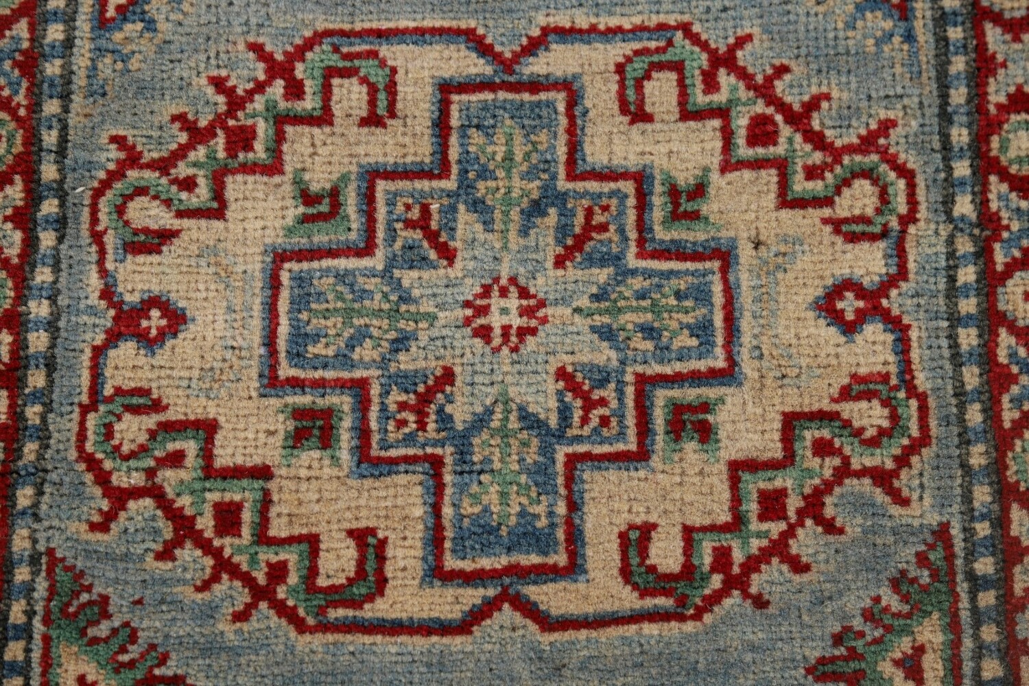 Light Blue Kazak Oriental Runner Rug 3x12