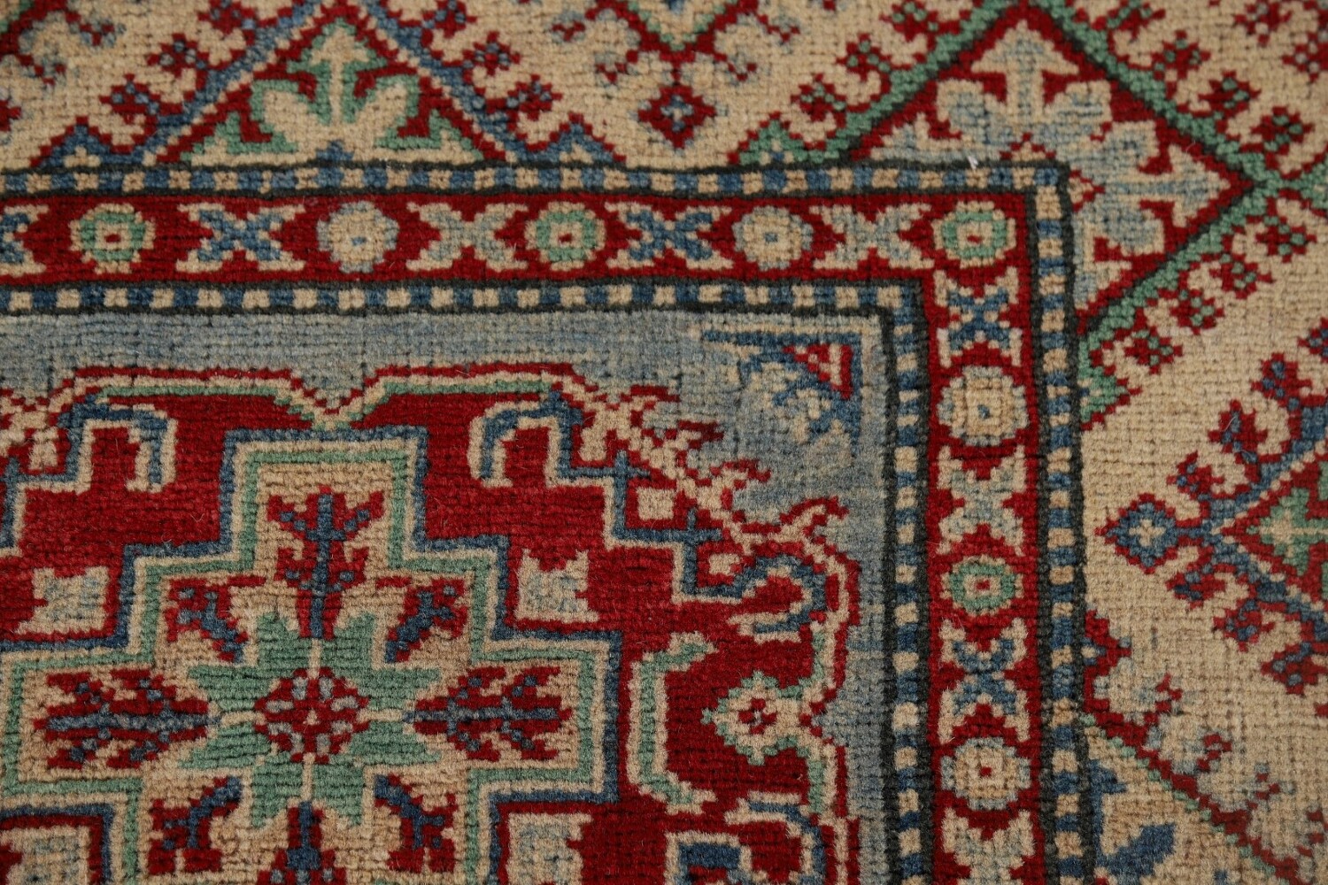 Light Blue Kazak Oriental Runner Rug 3x12