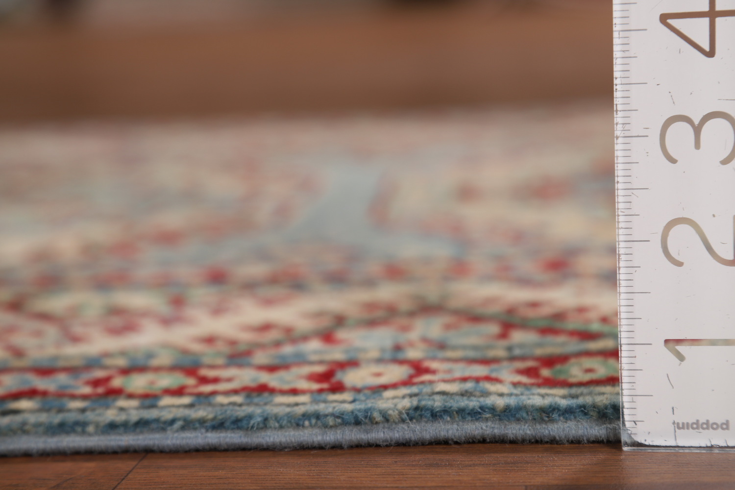 Light Blue Kazak Oriental Runner Rug 3x12