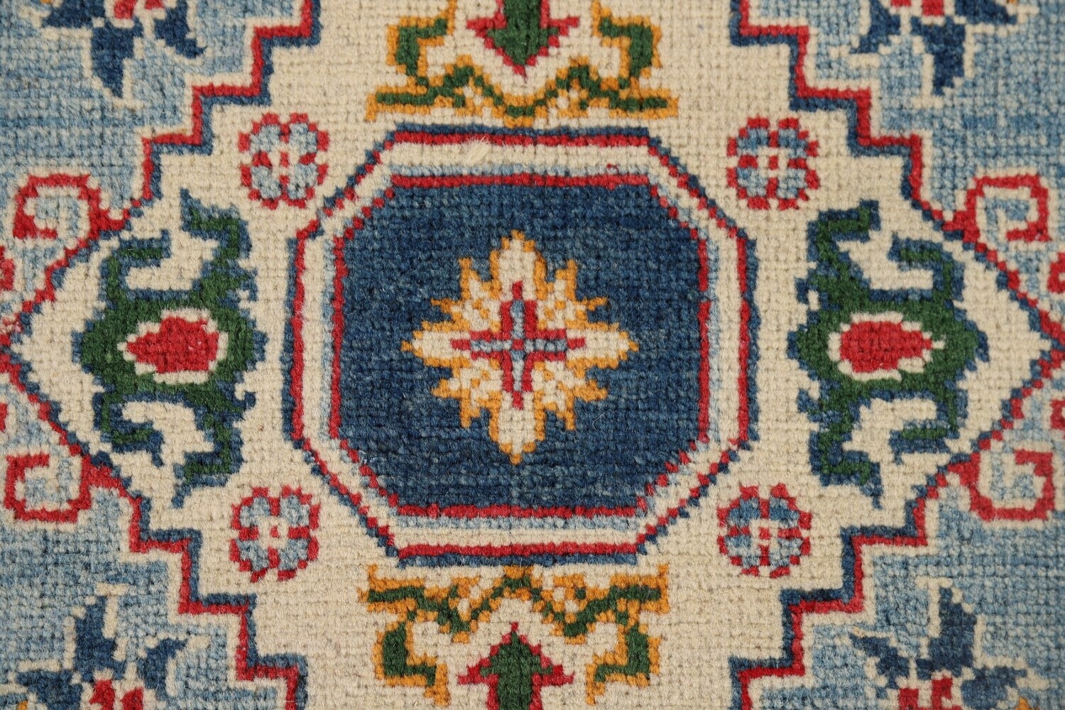 Light Blue Kazak Oriental Runner Rug 3x10