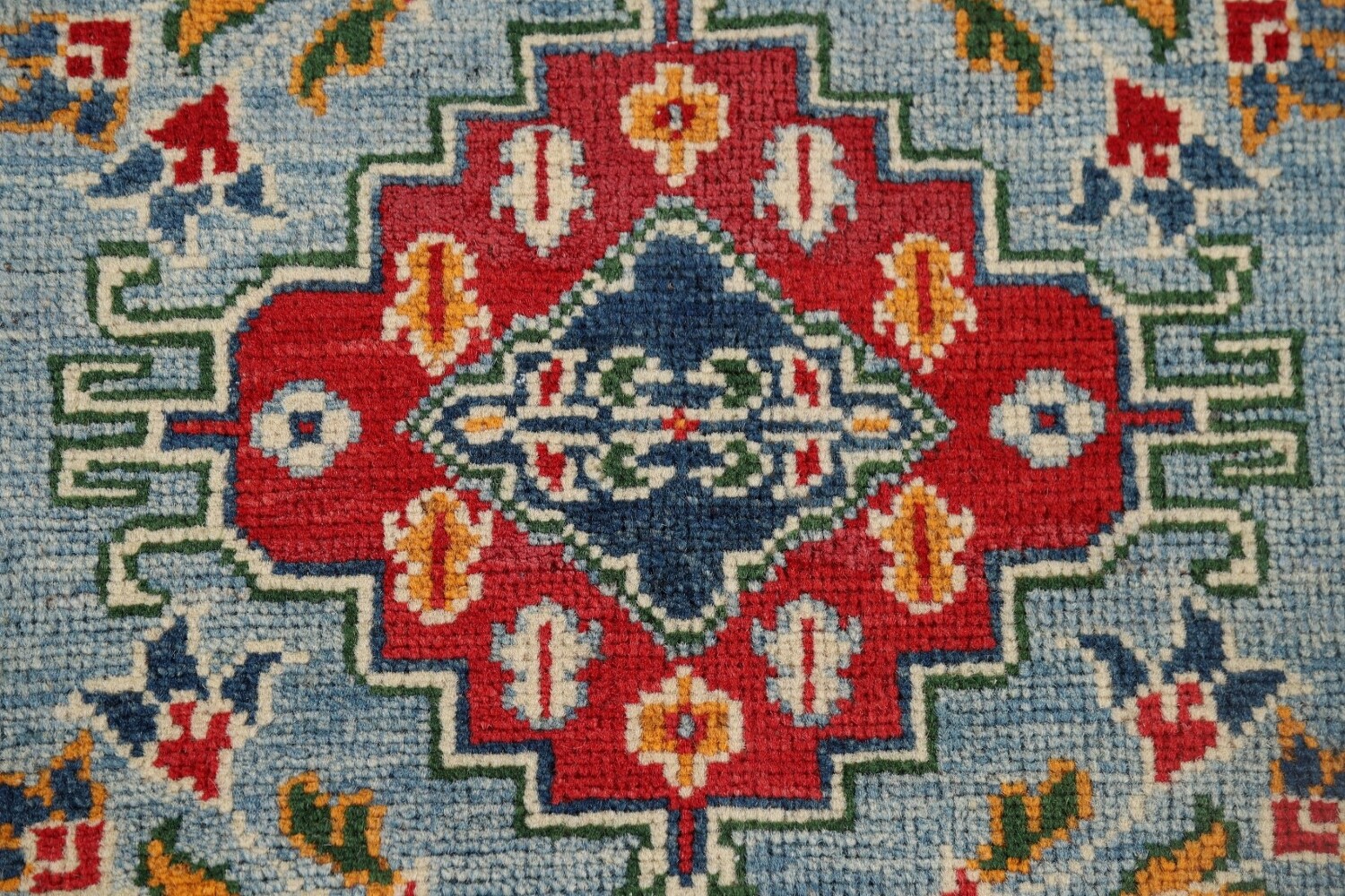 Light Blue Kazak Oriental Runner Rug 3x10